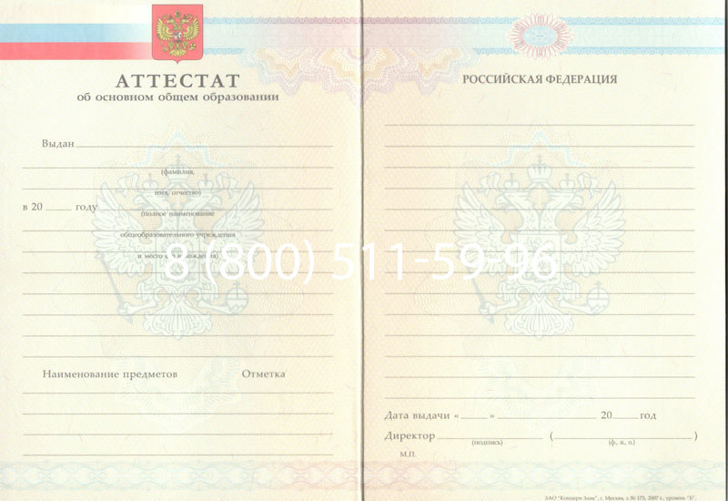 Купить Аттестат за 9 класс 2007-2010 годов в Нижнем Новгороде